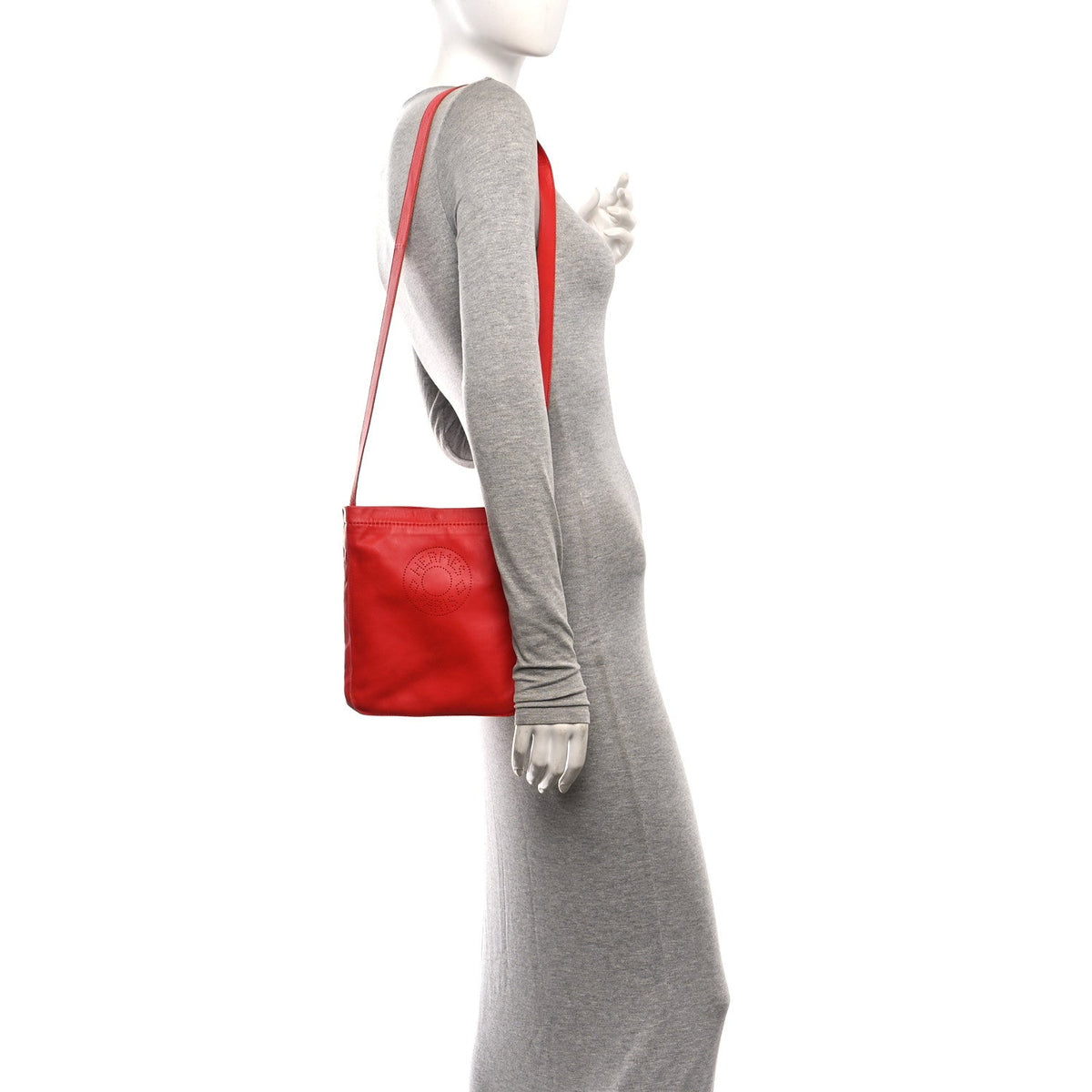 Hermes Lambskin Clou De Selle Pouch Rouge