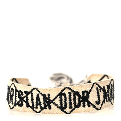Christian Dior Woven Cotton J'Adior Friendship Bracelet Set Beige Black