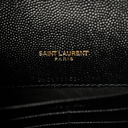 Saint Laurent Grain De Poudre Matelasse Monogram Chain Wallet Black