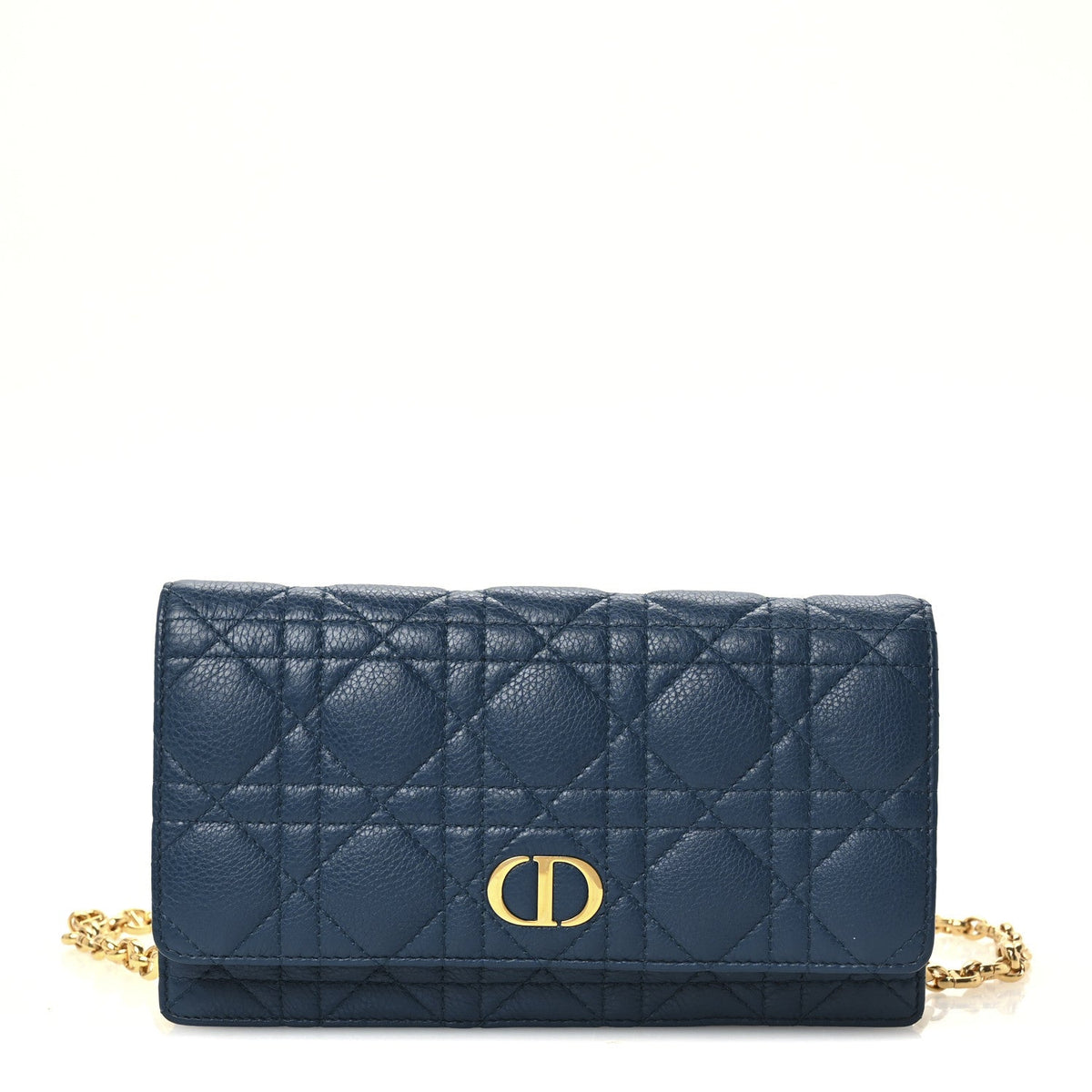 Christian Dior Supple Calfskin Cannage Caro Belt Pouch Steel Blue