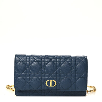 Christian Dior Supple Calfskin Cannage Caro Belt Pouch Steel Blue
