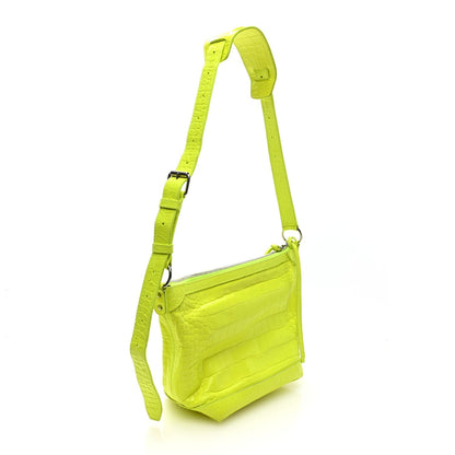 Balenciaga Croc Embossed Calfskin Neo Classic Hardware Hobo XS Flou Yellow