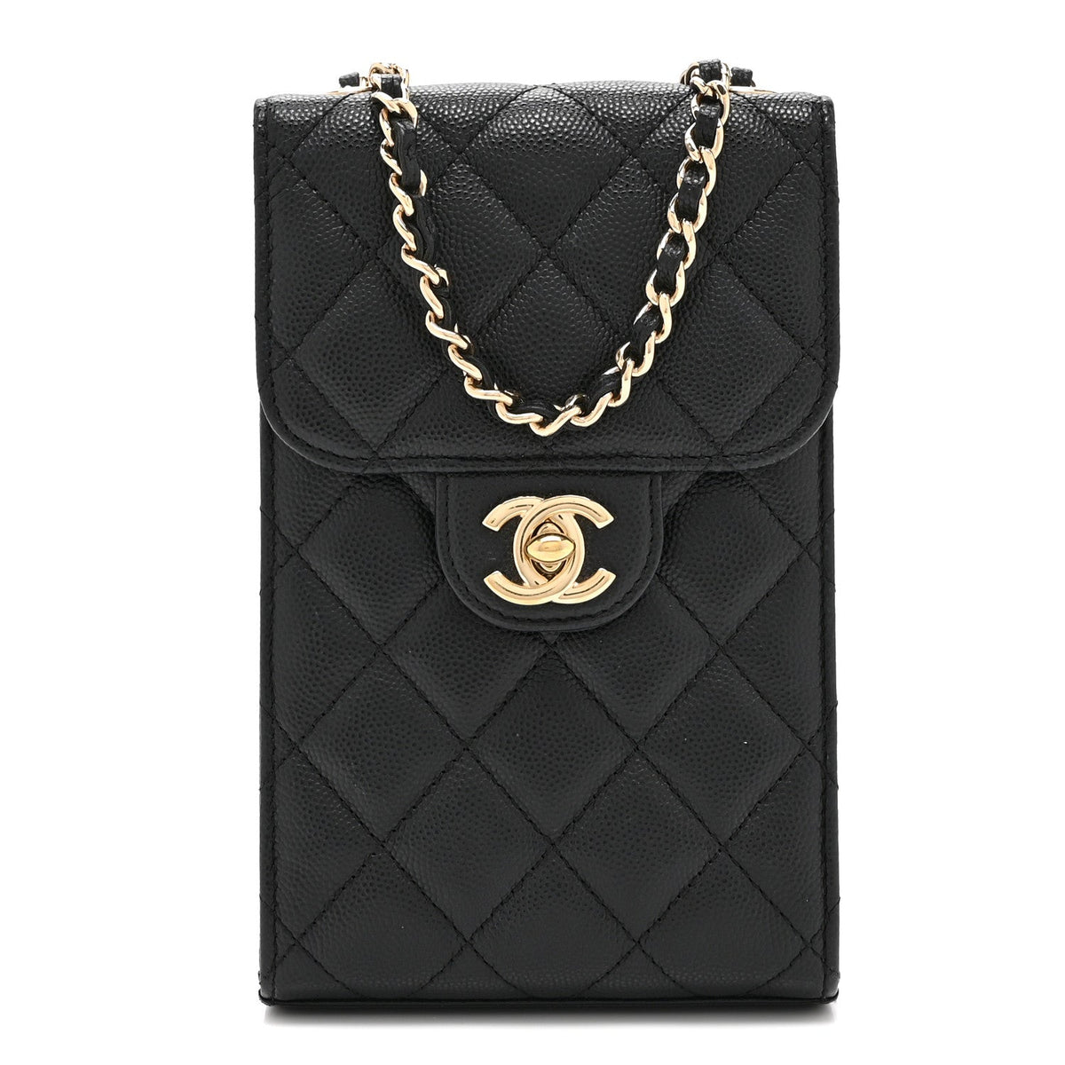 Chanel Caviar Quilted Classic Phone Holder Black