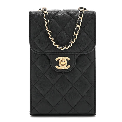 Chanel Caviar Quilted Classic Phone Holder Black