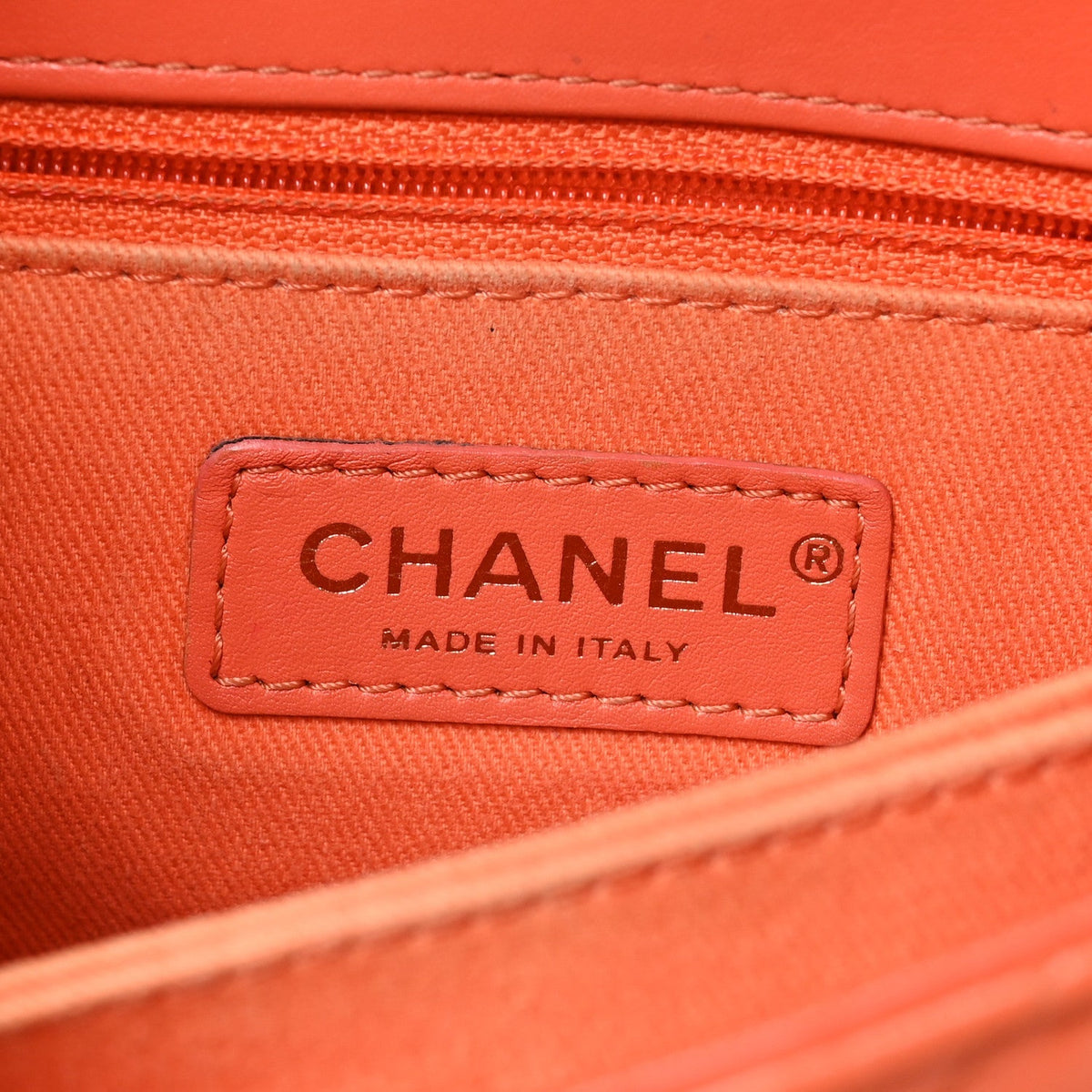 Chanel Aged Calfskin Chevron Quilted Mini Coco Handle Flap Orange