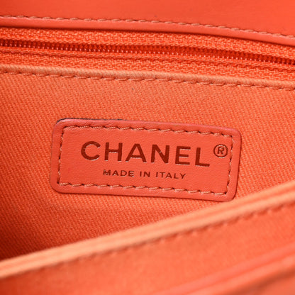 Chanel Aged Calfskin Chevron Quilted Mini Coco Handle Flap Orange