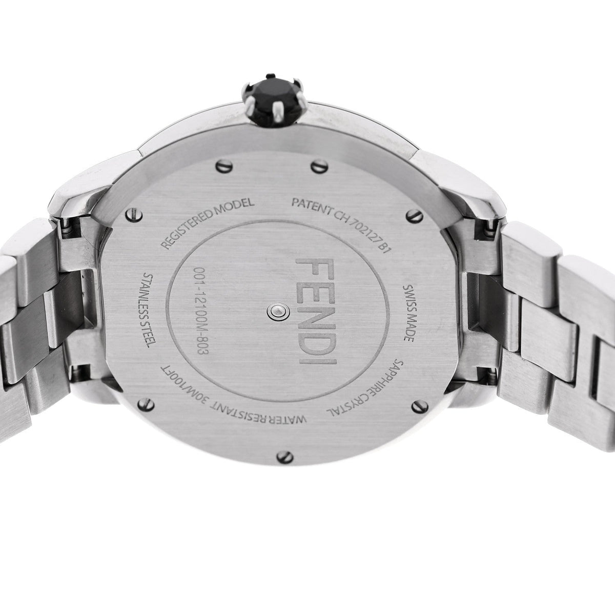 Fendi Stainless Steel Mother of Pearl Topaz Spinel 38mm Ishine Watch Black