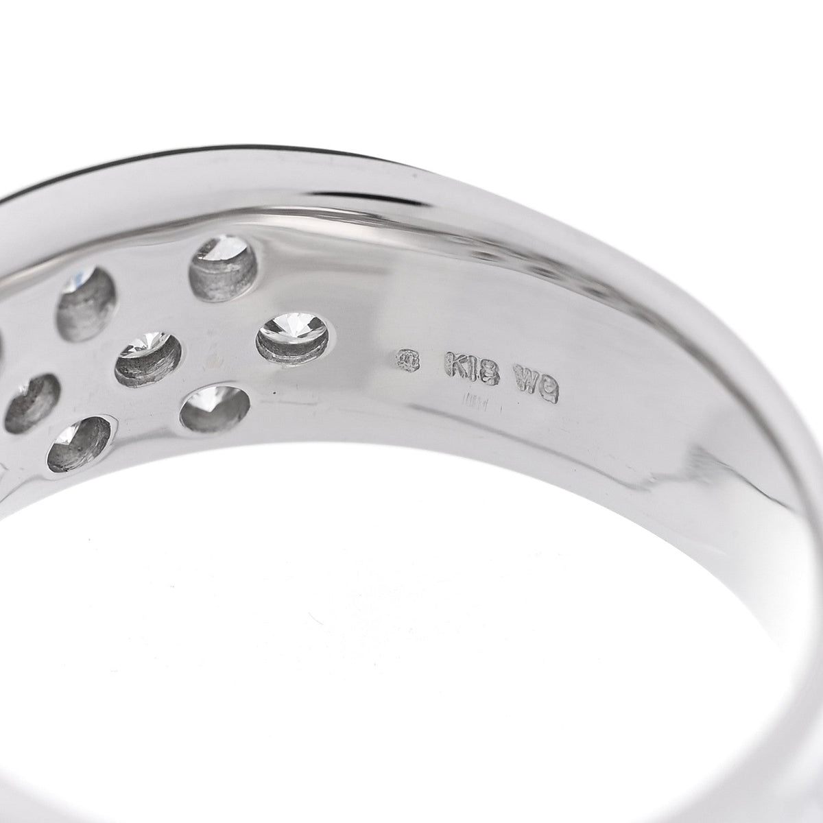Parker & West 18K White Gold Diamond 1.33ct Half Band Ring 54 7
