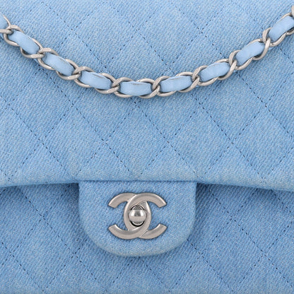Chanel Denim Quilted Medium Double Flap Light Blue 1988543