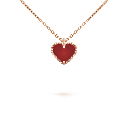 18K Rose Gold Carnelian VCA Sweet Alhambra Heart Pendant