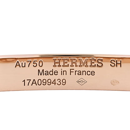 Hermes 18K Rose Gold Diamond Collier De Chien Bracelet PM SH