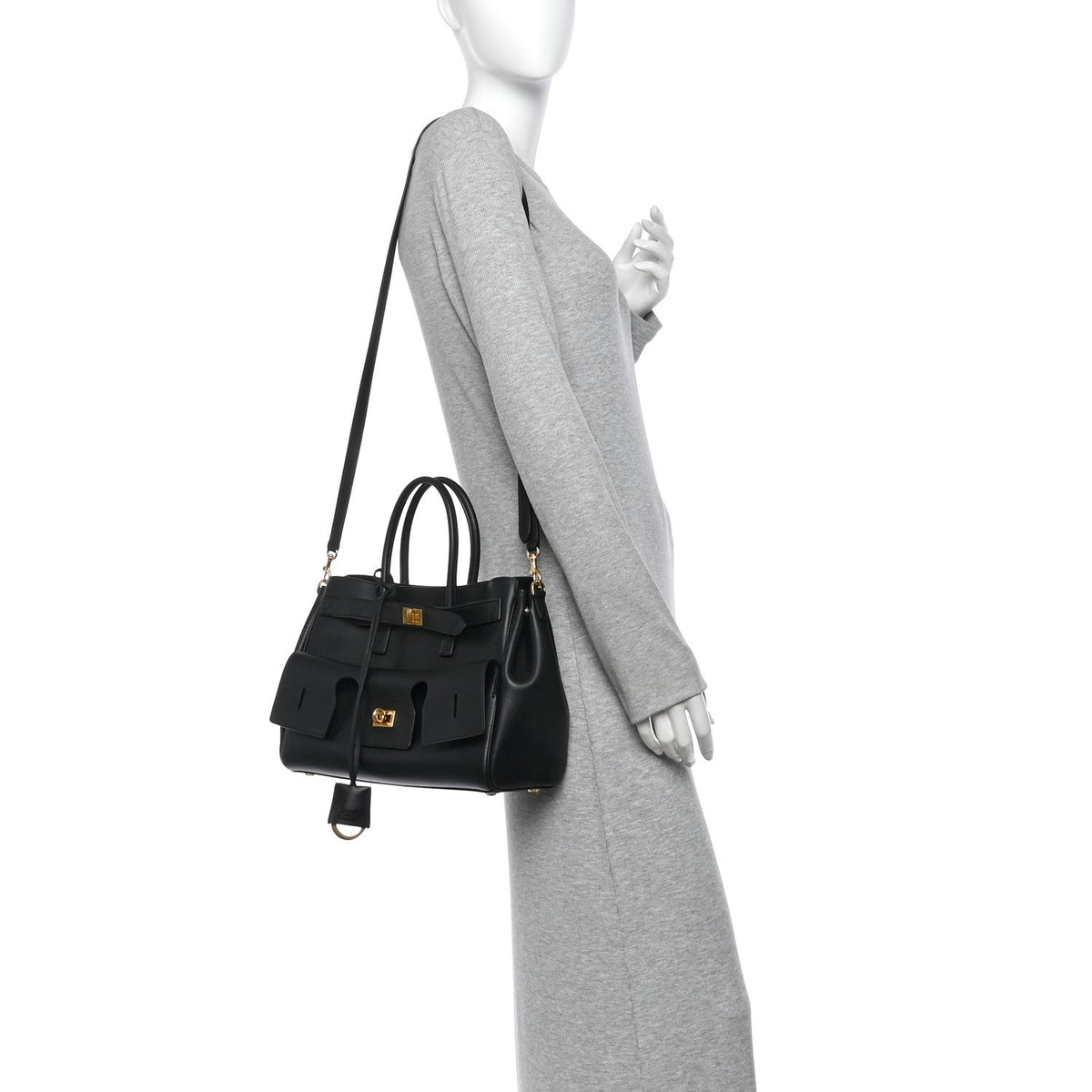 Balenciaga Smooth Calfskin Small Bel Air Carry All Bag Black
