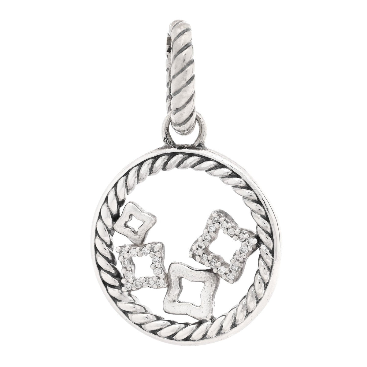 Sterling Silver Diamond Small Quatrefoil Pendant