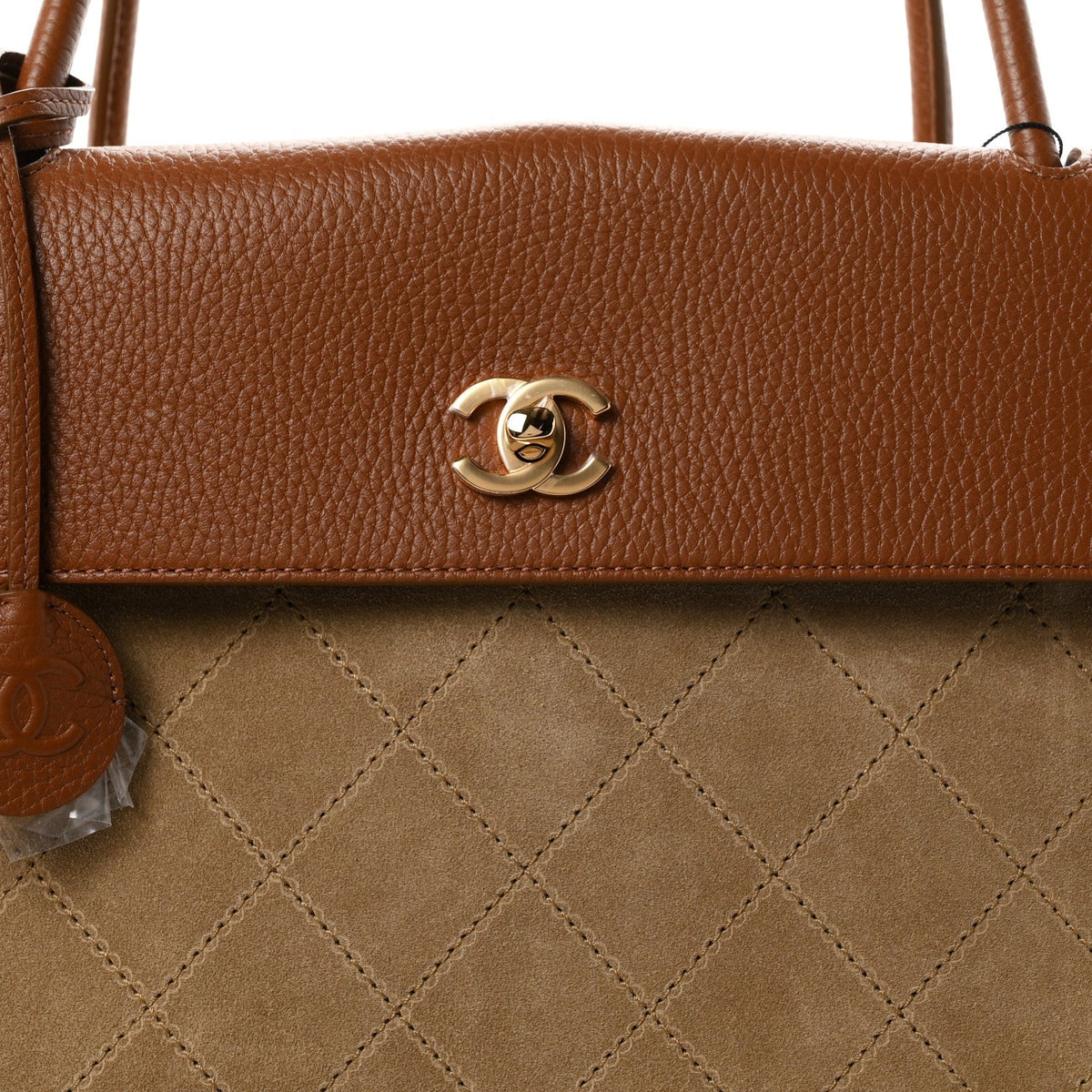 Chanel Grained Calfskin Suede Large Urban Essentials Shopping Bag Dark Beige Camel