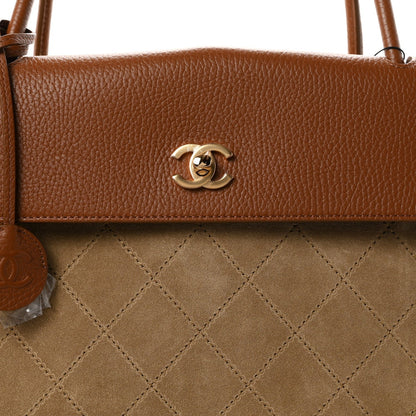 Chanel Grained Calfskin Suede Large Urban Essentials Shopping Bag Dark Beige Camel