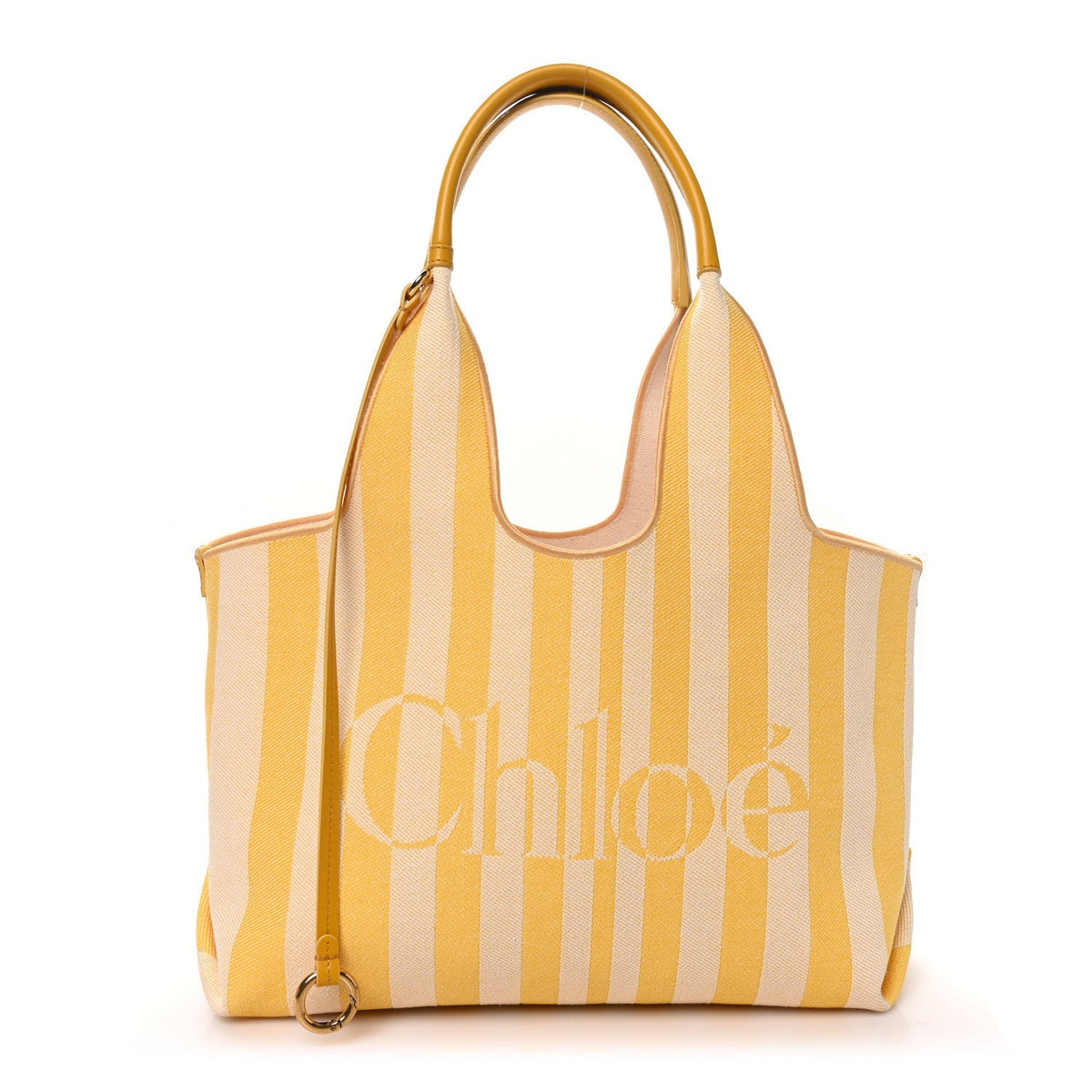 Chloe Jacquard Calfskin Stripy Small Tote Radiant Yellow