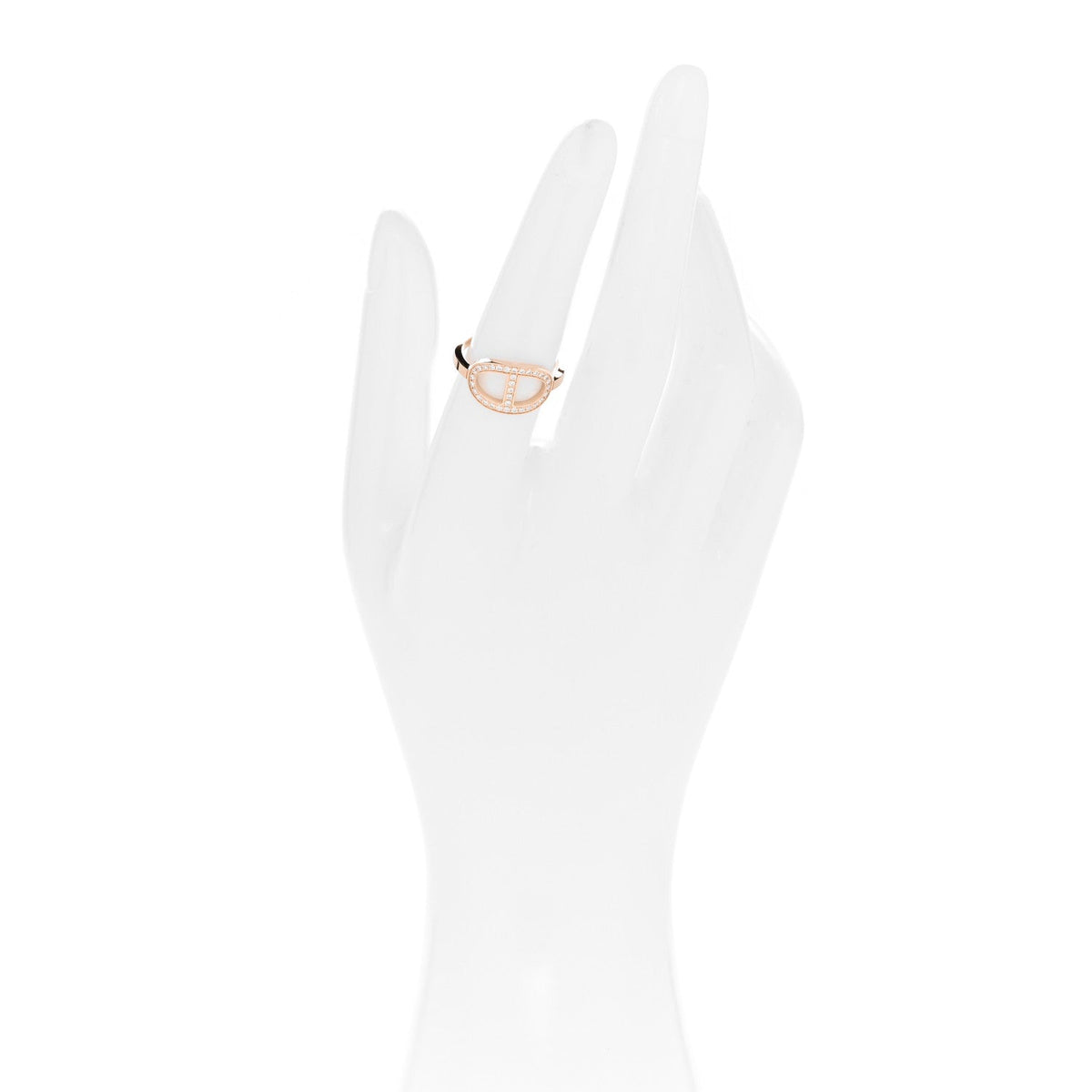 Hermes 18K Rose Gold Diamond MM Chaine d'Ancre Contour Ring 53 6.5