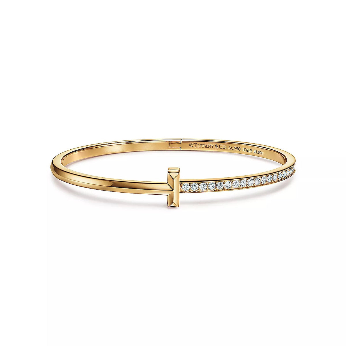 18K Gold Diamonds Tiffany T1 Hinged Bangle