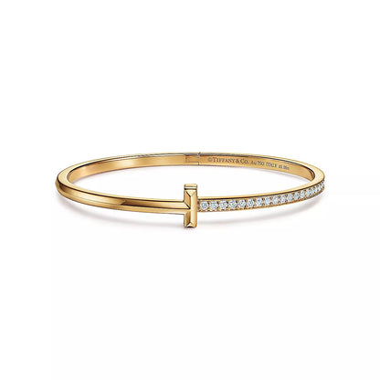 18K Gold Diamonds Tiffany T1 Hinged Bangle