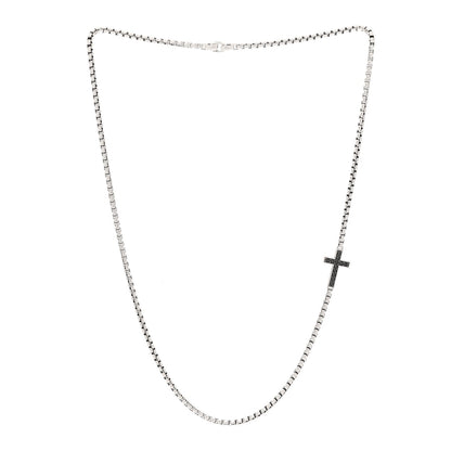 David Yurman Sterling Silver Black Diamond Streamline Cross Necklace 66cm