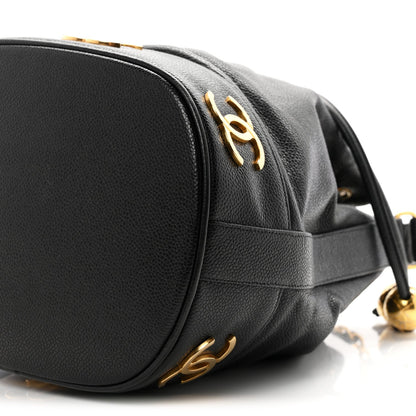 Chanel Caviar CC Drawstring Shoulder Bag Black 1951318