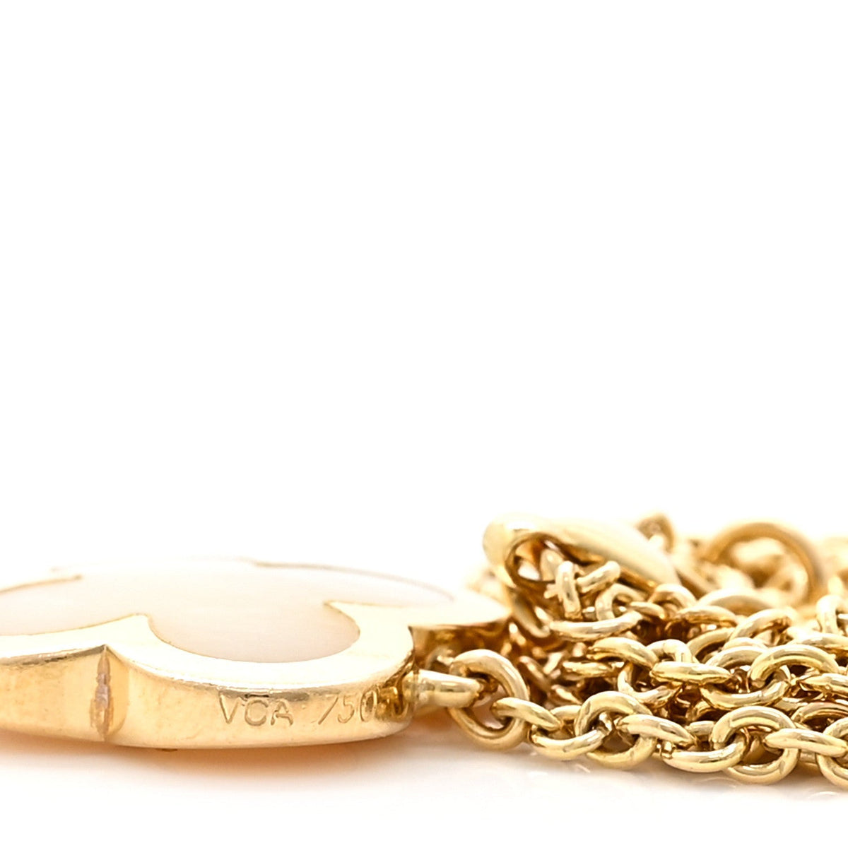 Van Cleef & Arpels 18K Yellow Gold Mother of Pearl Pure Alhambra Pendant Necklace 41.9cm