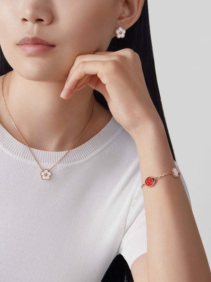 18K Rose Gold Mother of Pearl VCA Lucky Spring Plum Blossom Pendant
