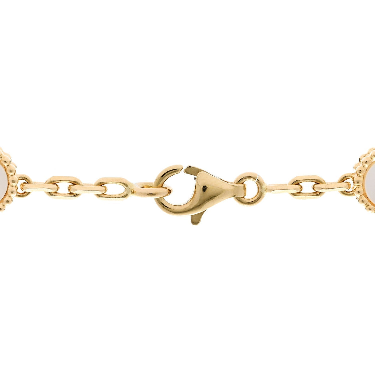 Van Cleef & Arpels 18K Yellow Gold Mother of Pearl 10 Motifs Vintage Alhambra Necklace
