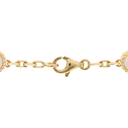 Van Cleef & Arpels 18K Yellow Gold Mother of Pearl 10 Motifs Vintage Alhambra Necklace