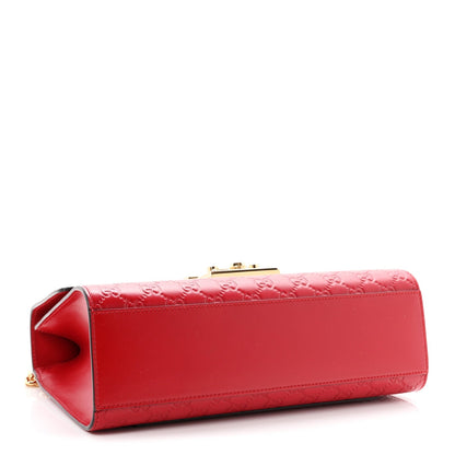 Gucci Guccissima Medium Padlock Shoulder Bag Hibiscus Red 1980302