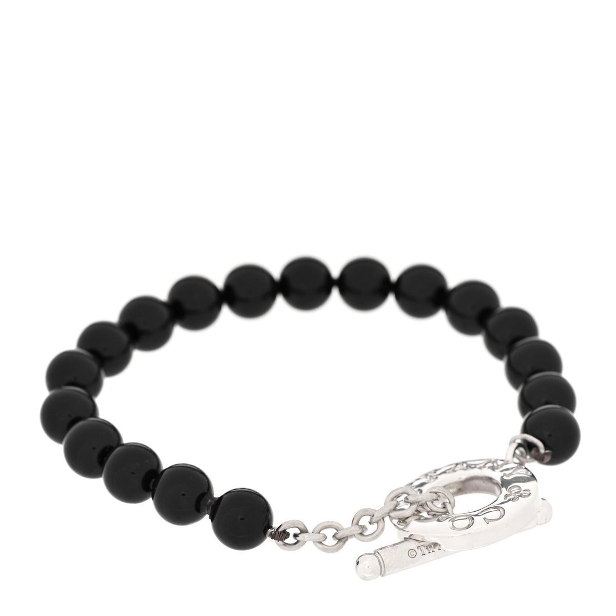 Tiffany Sterling Silver Black Onyx Bead Toggle Bracelet