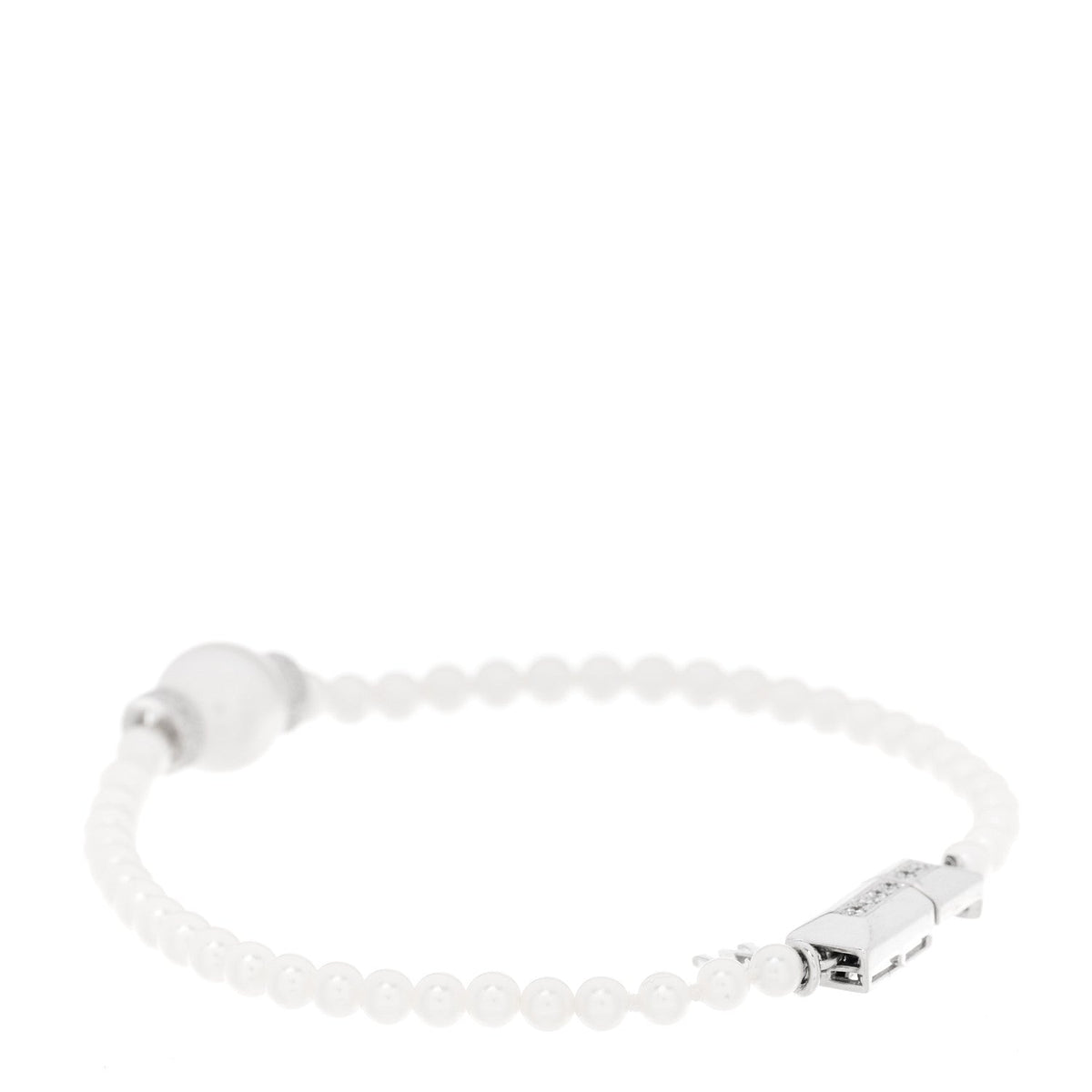 Mikimoto 18K White Gold Diamond Akoya Pearl 9.5mm Bracelet