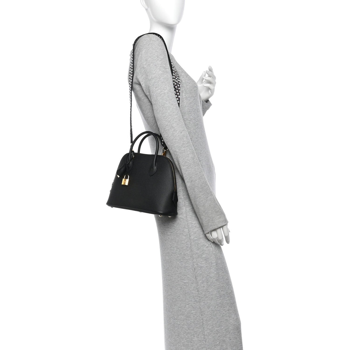Hermes Epsom 1923 Sangle Bolide 25 Bag Black White