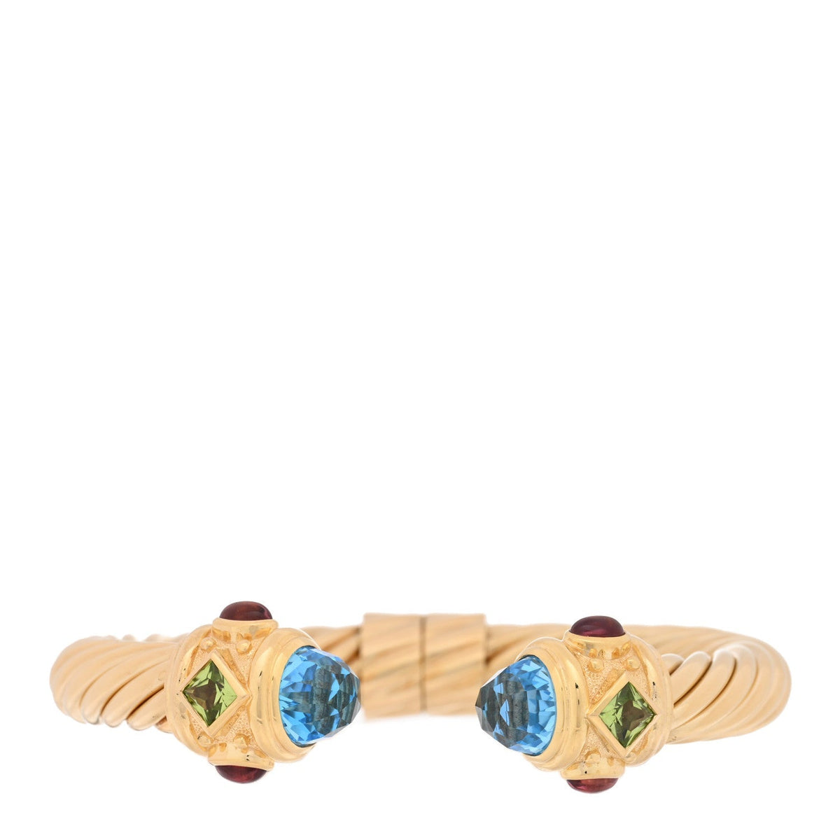 David Yurman 18K Yellow Gold Gemstone 10mm Renaissance Cable Bracelet
