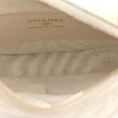 Chanel Lambskin Quilted Chain Around Pouch Hobo White
