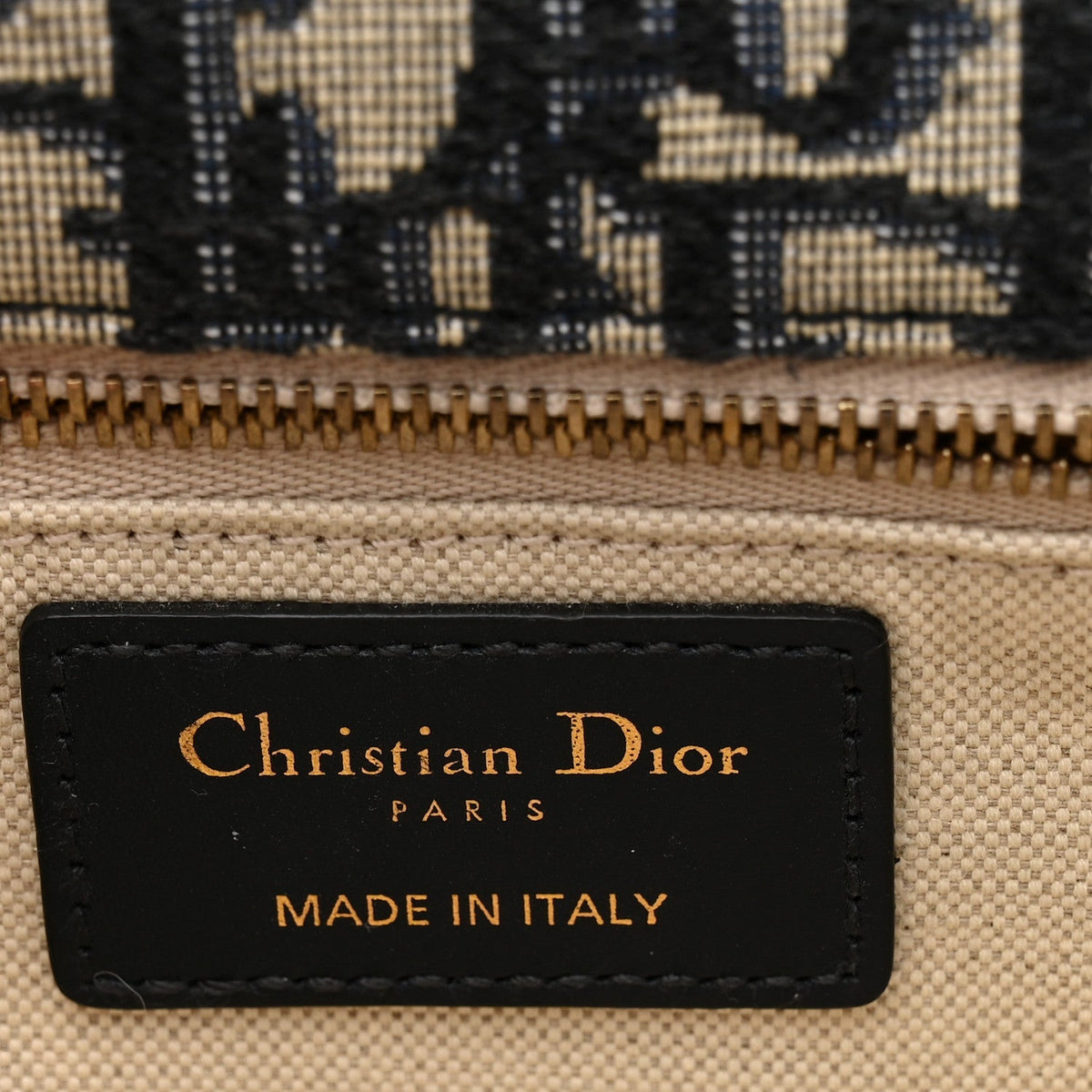 Christian Dior Canvas Leather Women's DiorAddict Flap Bag Navy Blue