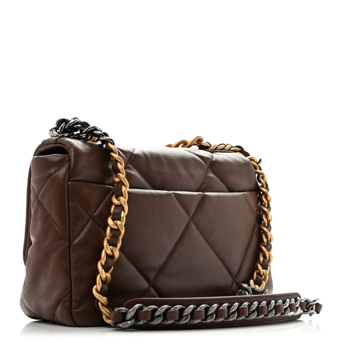 Chanel Lambskin Quilted Medium 19 Flap Dark Brown