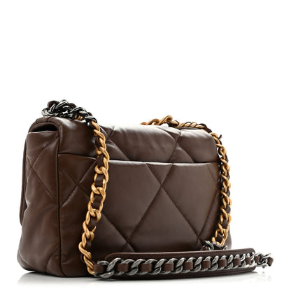 Chanel Lambskin Quilted Medium 19 Flap Dark Brown