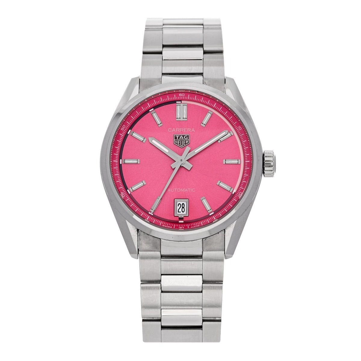 Tag Heuer Stainless Steel Carrera Date Automatic Watch Pink WBN2313
