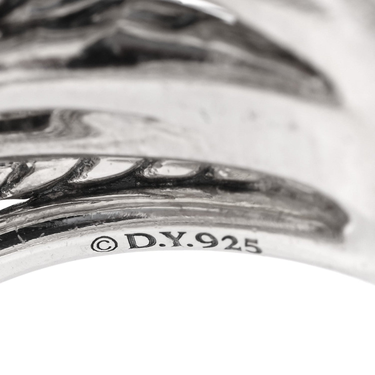David Yurman Sterling Silver Diamond 18mm Wide Crossover Ring 54 7