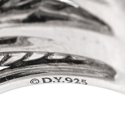 David Yurman Sterling Silver Diamond 18mm Wide Crossover Ring 54 7