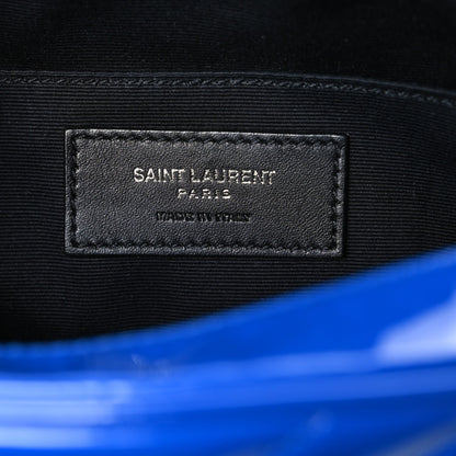 Saint Laurent Patent Calfskin Matelasse Monogram Lou Camera Bag Royal Blue