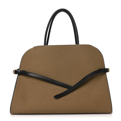 The Row Canvas Calfskin Margaux Belt 15 Fango Black