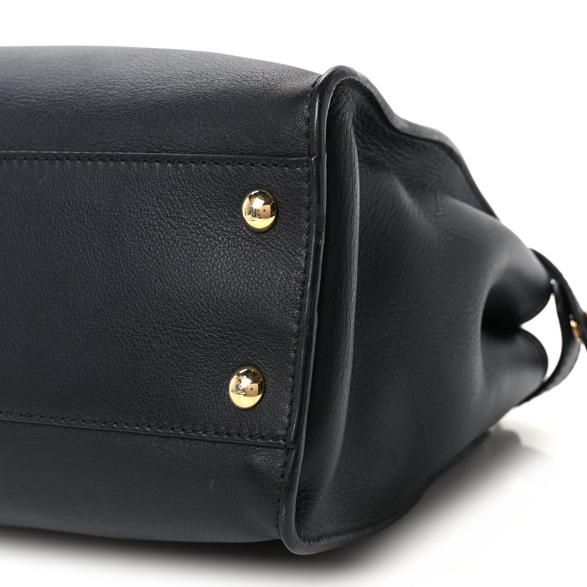 Fendi Vitello Seta Shiny Nappa Medium Peekaboo Iconic Satchel Black