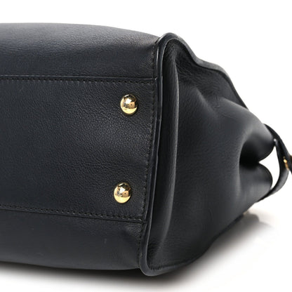 Fendi Vitello Seta Shiny Nappa Medium Peekaboo Iconic Satchel Black
