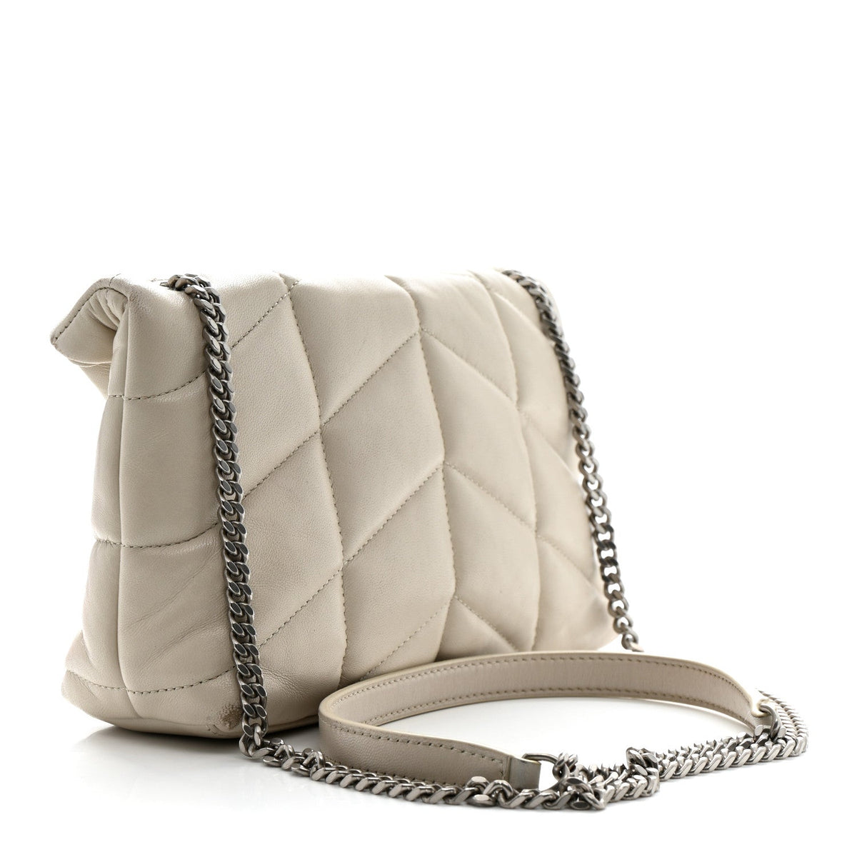 Saint Laurent Lambskin Toy Loulou Puffer Satchel Crema Soft