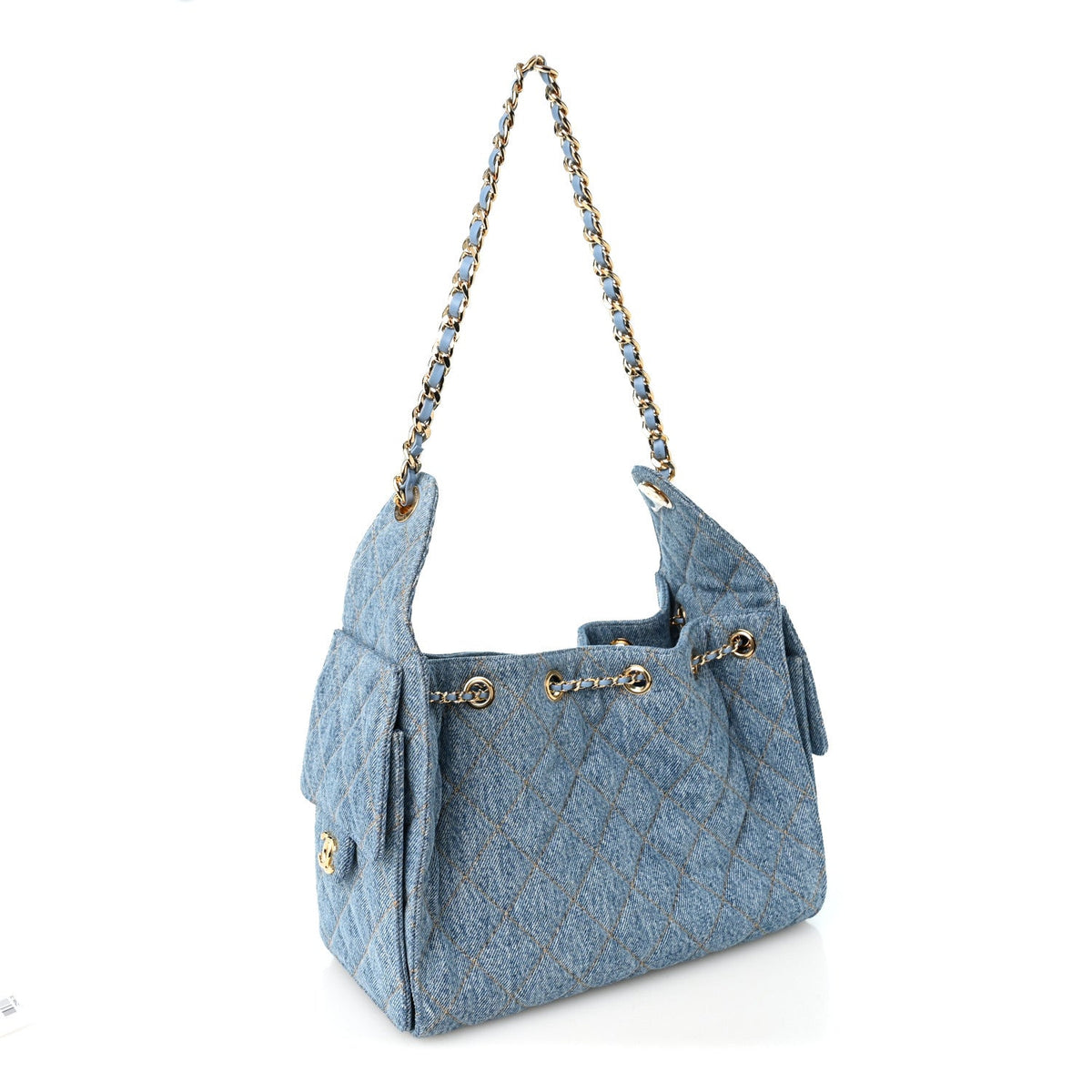 Chanel Denim Quilted Small Chanel 25 Handbag Blue