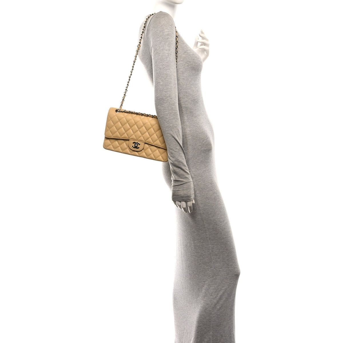Chanel Caviar Quilted Medium Double Flap Light Yellow