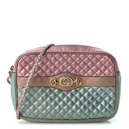Gucci Laminated Nappa Trapuntata Small Zumi Shoulder Bag Rosa Lago Rame