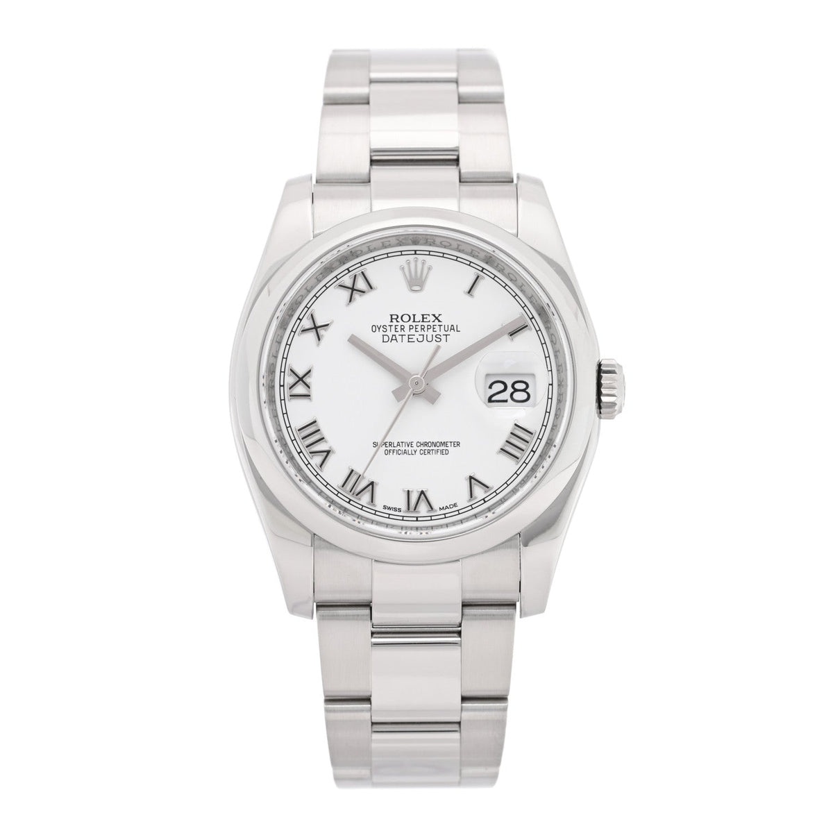 Rolex Stainless Steel 36mm Datejust Watch White 116200